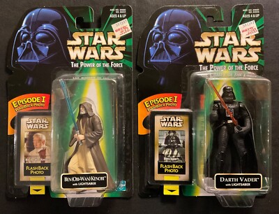 Star Wars Power of the Force Ben Kenobi & Darth Vader on Flashback Photo Card