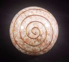 LARGE (60-70mm) SUNSTONE ORGONE GEMSTONE SPHERE ORGONITE SPHERE