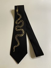 Snake Necktie, Unique And Cool, New, Black Tie With gold Design