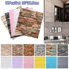 12x 3D Imitation Brick Wall Sticker Waterproof Self-Adhesive Panel Wallpaper