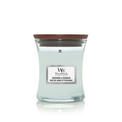 Woodwick Duftkerze Sanduhr Sagewood & Seagrass Mini 85 g