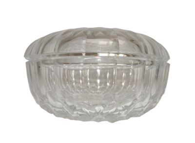 CRYSTAL BOX SIGNED VAL SAINT LAMBERT BELGIUM CLEAR TRINKET JEWELRY VINTAG CUT
