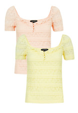 Dorothy Perkins Top Ladies Square Neck Top Blouse In Peach Lemon 8 10 12 14 16