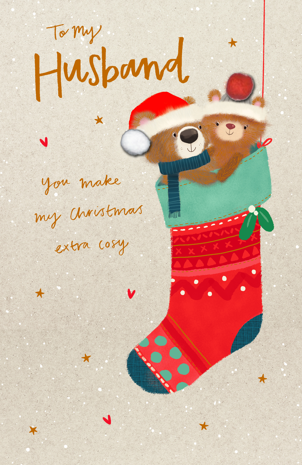 To My Husband Extra Cosy Foiled & Embellished Christmas Card Xmas Greeting Cards