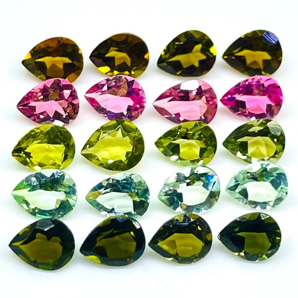 VVS 20 Pcs Natural Multi Tourmaline 5x4mm Pear Cut Loose Gemstones Lot 6.00 Cts - Image 3 of 4