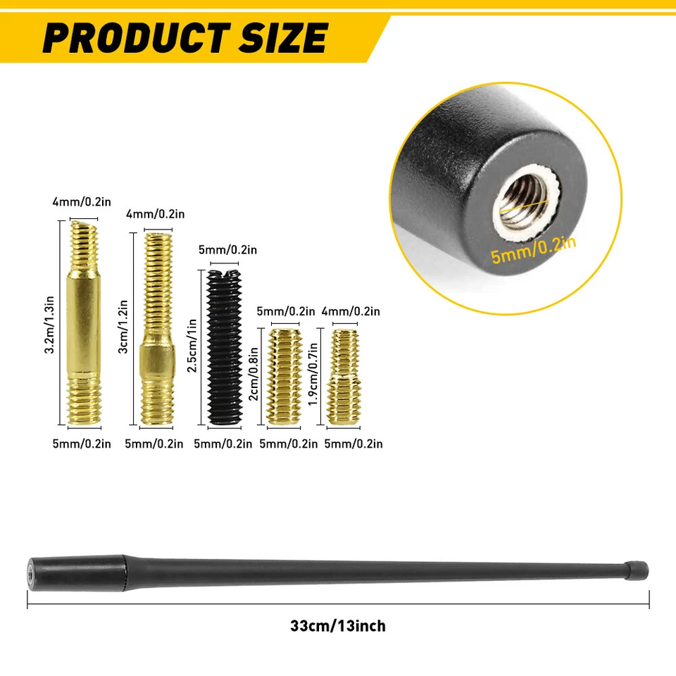 13英寸天线桅杆黑色电源收音机适用于JEEP WRANGLER JK/JL 07-22 GLADIATOR 20-22 — 第 2/4 张图片