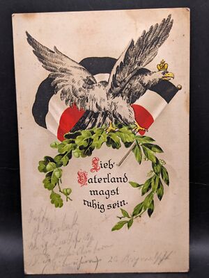 Postcard postcard field post dear fatherland may be quiet eagle flag