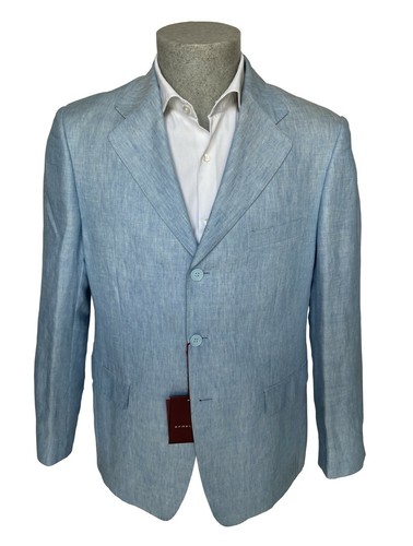 Giacca uomo EFRELLE, taglia 46 DROP 6 celeste in Puro Lino melange, sconto  70%. | eBay