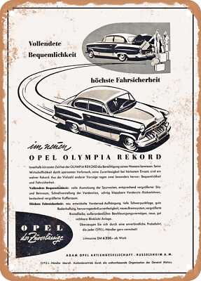 METAL SIGN - 1953 Opel Olympia Rekord Complete comfort, highest driving safety