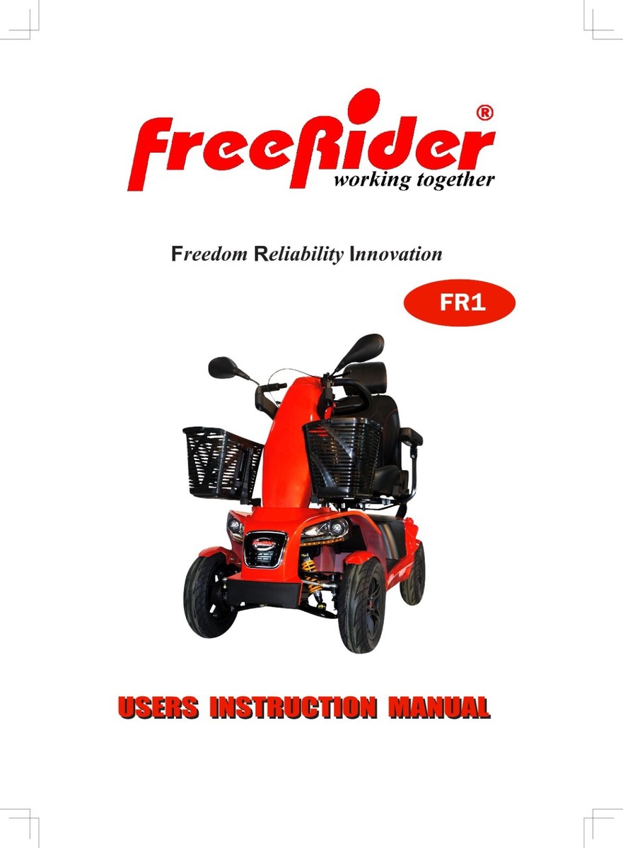 FREERIDER MOBILITY SCOOTER OWNERS MANUAL- PRINTED TO ORDER