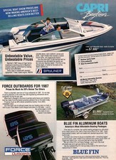 VINTAGE 1987 Blue Fin Bayliner Capri Boat Print Ad