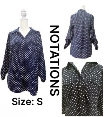 Notation Paola Dot Thumb Hole Sleeve Button blouse vintage