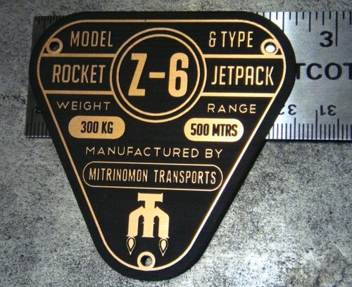 CUSTOM Z-6 ROCKET JETPACK SPEZIFIKATIONEN DATENSCHILD STAR WARS BOBA FETT JET PACK - Bild 4 von 5