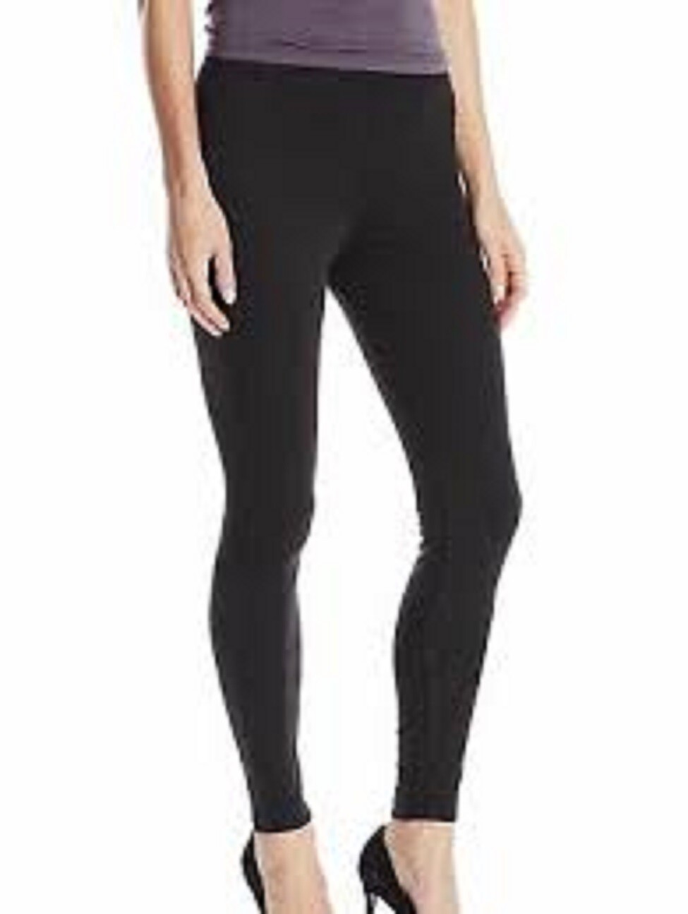 HUE M Luster Twill Black Leggings NWT (Location 1545A-2L)