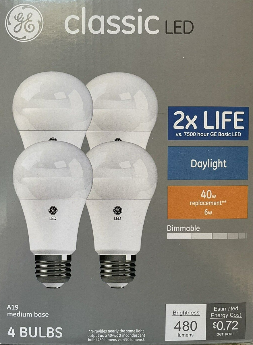 Light Bulb 40 Watt Type G GE Classic LED 40 Watt Replacement, Soft