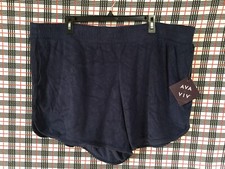 Women's Plus Size 2X Loop Terry Shorts - Ava  Viv Navy Blue R11
