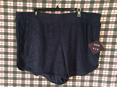 Women's Plus Size 2X Loop Terry Shorts - Ava & Viv Navy Blue R11