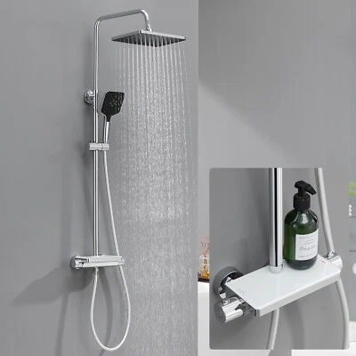 LONHEO MAX Duschsystem mit Thermostat Duscharmatur mit Ablage Regendusche Duschset köpfe