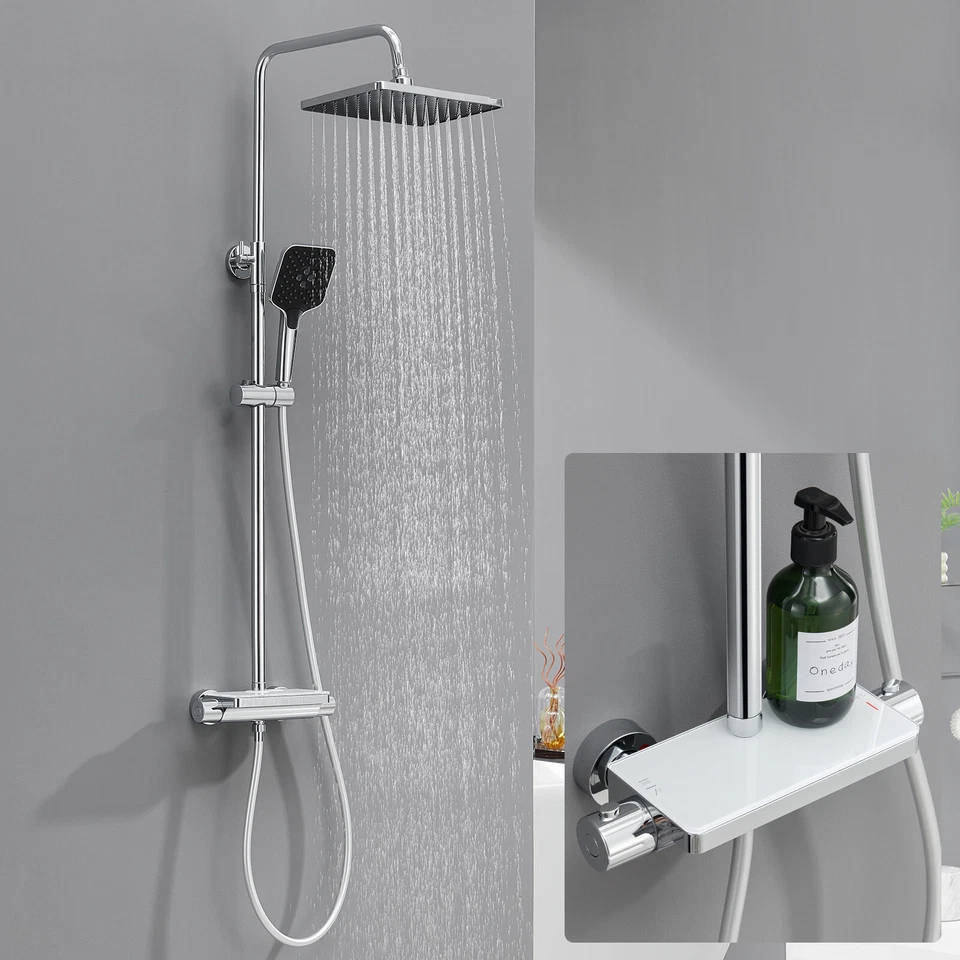 Duschsystem mit Ablage 3 Funktionen Duschset Regendusche Armatur Duschbrausen - Bild 2 von 4