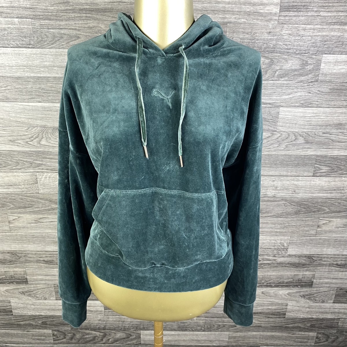 Emerald Green Couture Hoodies PUMA Pullover Velour Green