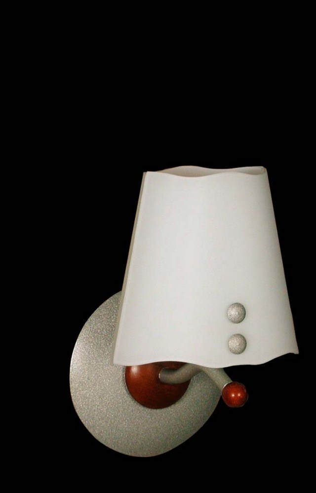 APPLIQUE MODERNO CON LEGNO CILIEGIO E VETRO BIANCO A 1 LUCE COLL. BGA 1089