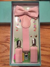 Suspenders and Bow Tie Blush Pink Boxed Gift Set Holiday Toddler Kids Wedding
