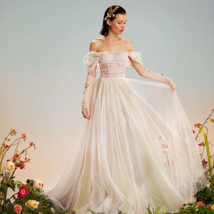 Vintage Off The Shoulder Wedding Dresses Light Pink Fll Sleeves Sweetheart  Brida | eBay