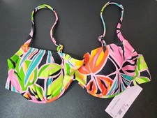 Women's Underwire Bralette Bikini Top - Wild Fable Tropical Print Small 4-6