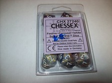 Chessex 10 x D10 Dice Set - Festive Carousel/white Still sealed Free Shipping