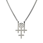 Triple Inverted Cross With Pentagram Necklace Satanic Antichrist Pendant 24''
