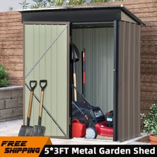 5x3FT Metal Garden Shed Outdoor Yard Storage House Roof Tool Organizer Door UK