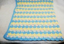 Hand Crochet Baby Blanket Multi Pastel Colors Approx. 40" x 49" New S9826