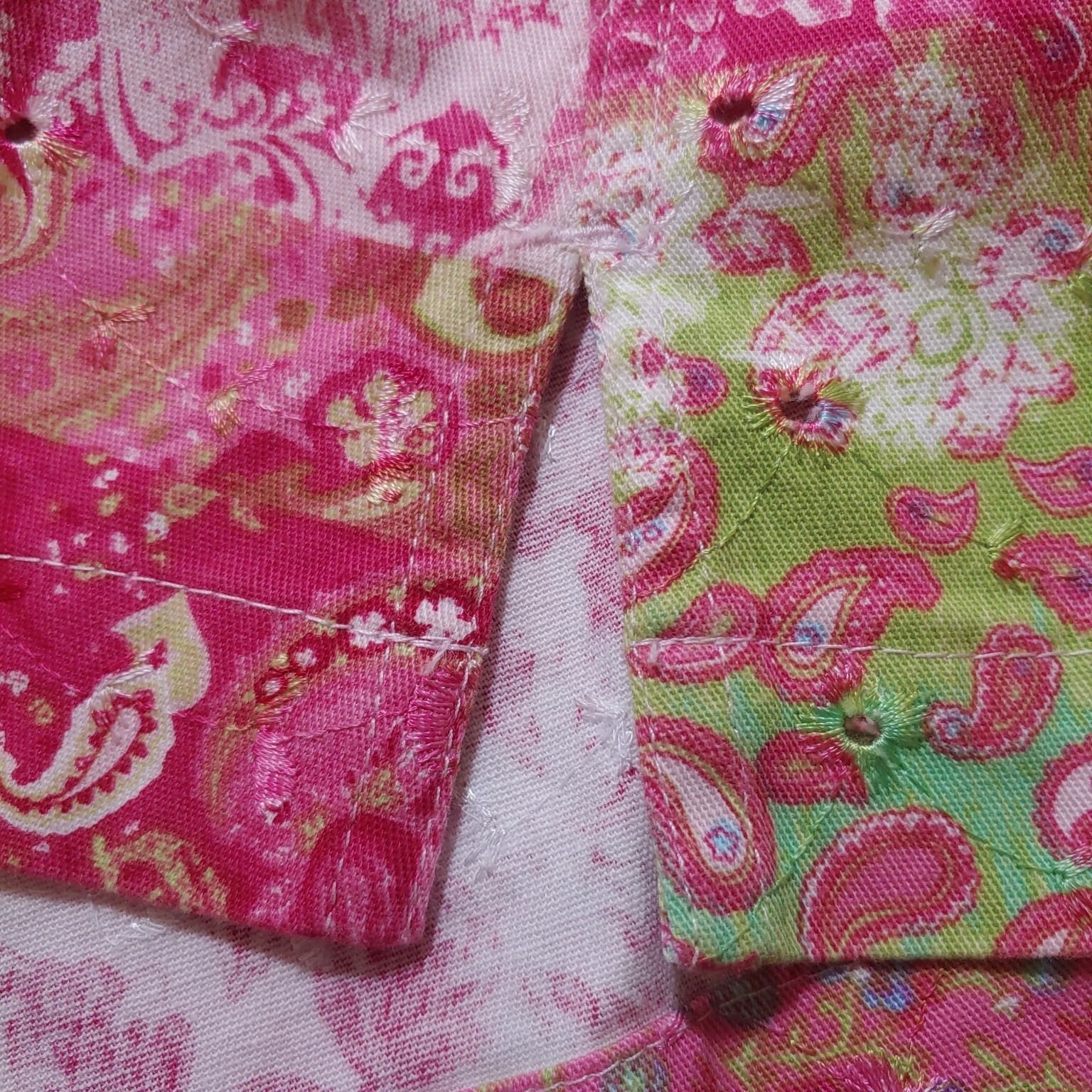 Boho Patchwork Denim Jacket Plus 2X Pailsey Eyele… - image 7