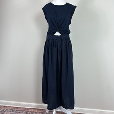 Sundry Gathered Maxi Skirt Twist Keyhole Tee Maxi Dress Navy Blue Size XL