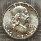 1959 Franklin half dollar, ICG MS60 details