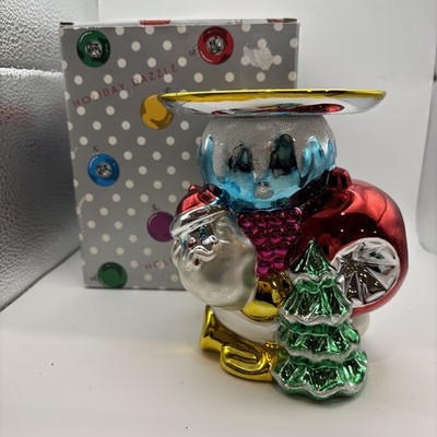 Dept 56 Holiday Dazzle Santa Snow Man Tree Ornament Christmas Candle Holder 5''