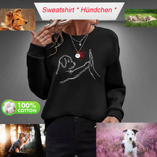 Sweatshirt Damen Rundhals 100% Baumwolle Hund...