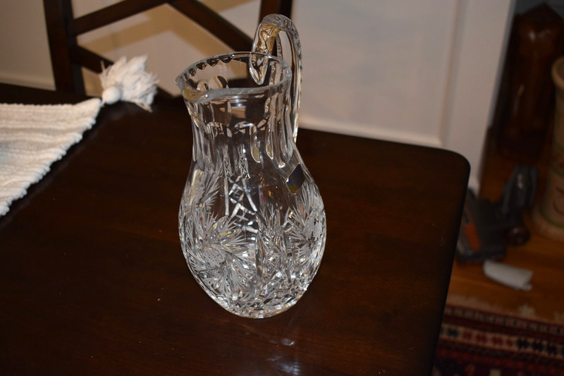 Vintage POLONIA Crystal Ball Pitcher Made in Poland Heavy 24 % Lead Crystal
