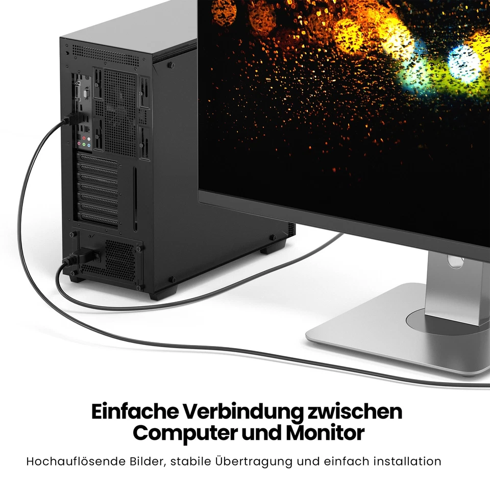 10m HDMI auf DVI Highend Kabel FULL HD 1080p Meter PC zu Monitor Beamer Adapter - Bild 3 von 4