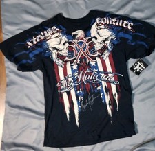Camisa Xtreme Couture Para Hombres XL Azul Doble Cara Randy Couture Manga Corta Algodón