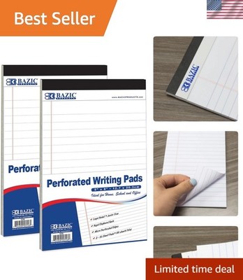 BAZIC Products 50 Count 5in x 8in White Jr. Perforated Writing Pads, 2 Count,...