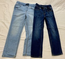 Jumping Beans Boys' Straight Jeans Size 6 Light Dark Blue Denim Elastic Waist