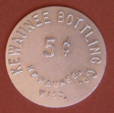 Vintage Kewaunee Bottling Wisconsin 5¢ Token Thin Metal Single sided Tray17-25