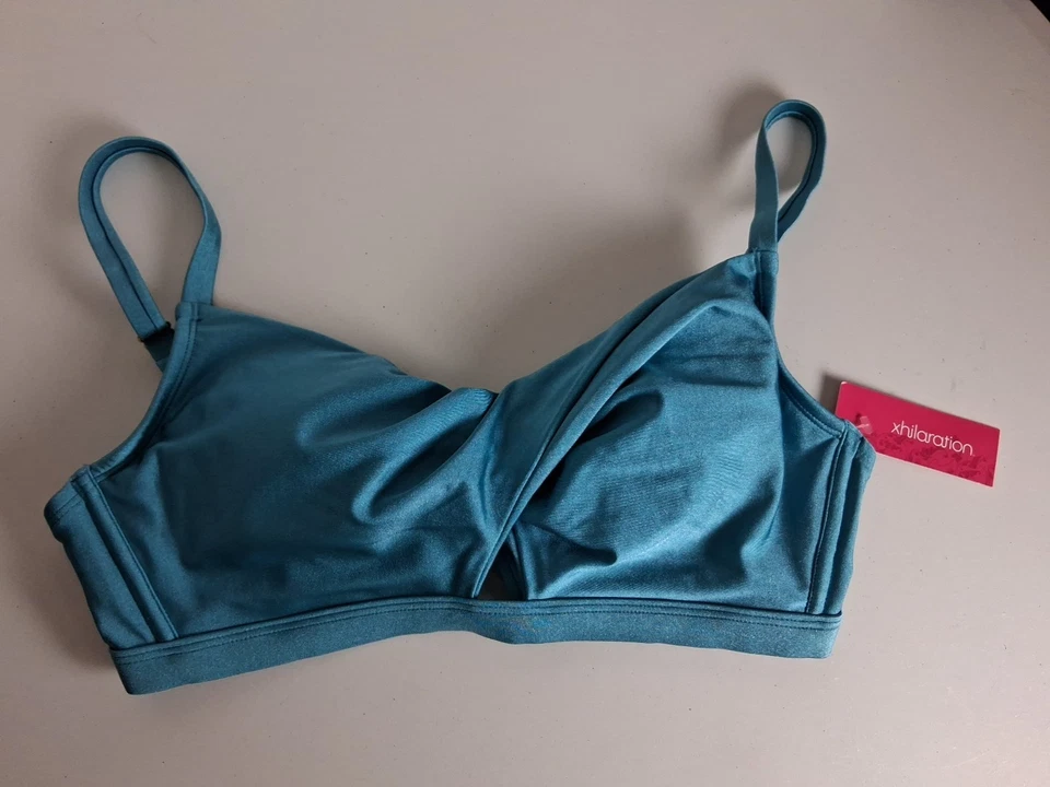 Traje de baño para mujer Xhilaration azul oscuro verde azulado totalmente acolchado bikini top D/DD Foto 2 de 4