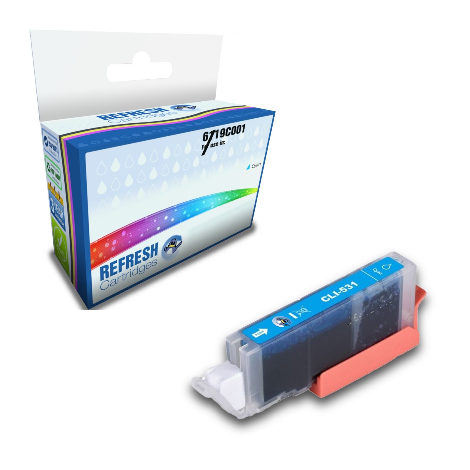 Compatible CLI-531C Cyan Ink Cartridge Replacement for Canon Printers