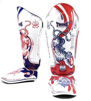 RARE! Twins Special FSGL10-67 White Shin Guards Thai Tattoo