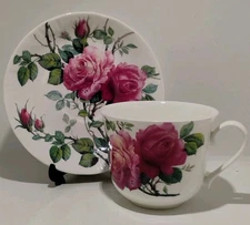 Roy Kirkman English Rose Fine Bone China Jumbo Cup & Saucer Breakfast Set 1992