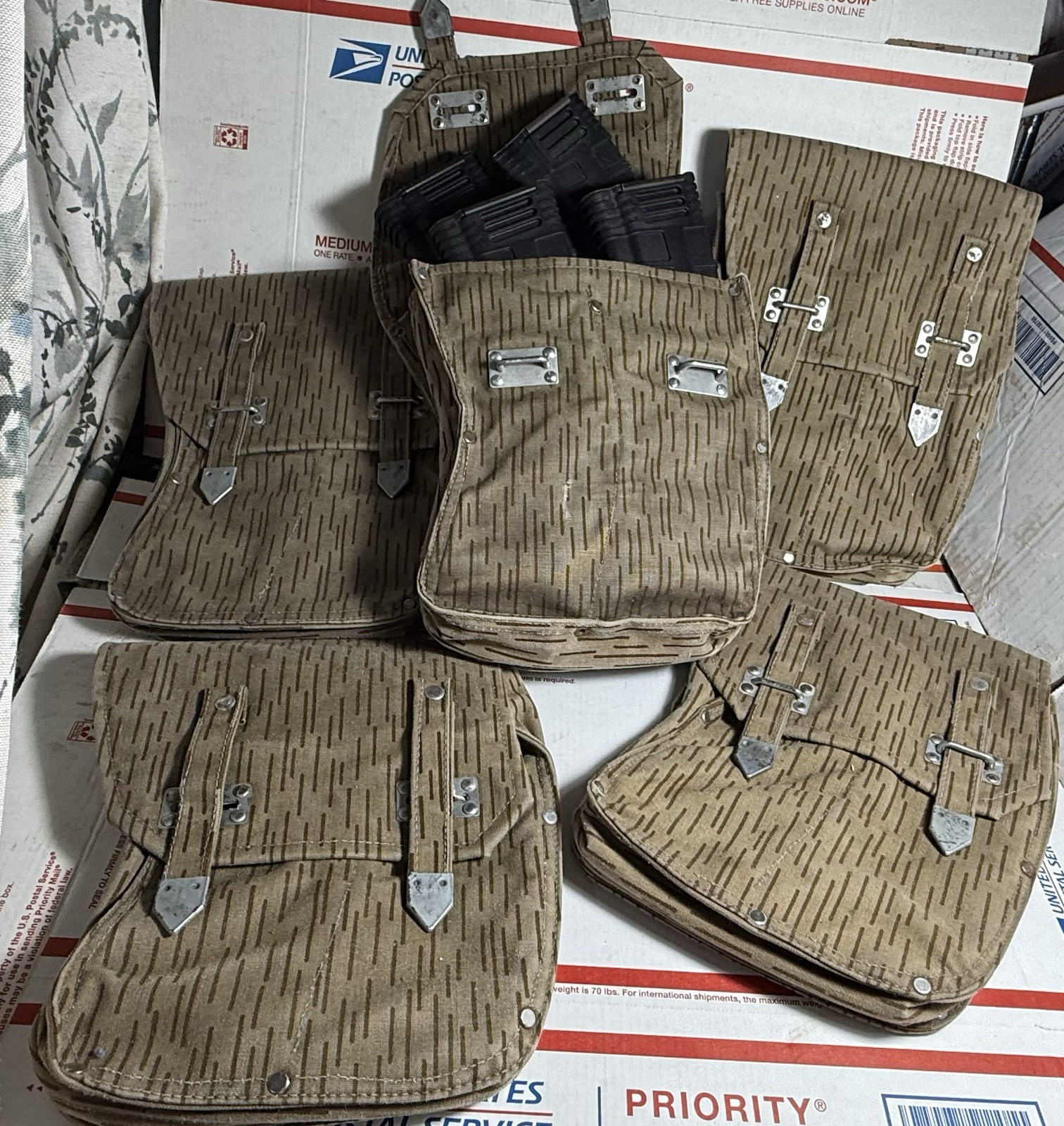 Early Cold War Soviet East German 4-Mag Pouch with Camo Straps