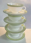 Pyrex Vintage 4 Lime Green w Gold 4 Coffee Cups & 4 Saucers