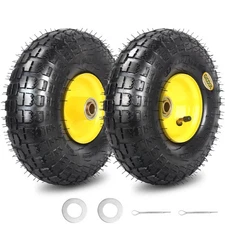 4.10/3.50-4 Rubber Tire and Wheel, with 2.25" Offset Hub, 5/8" Sealed Bearing...